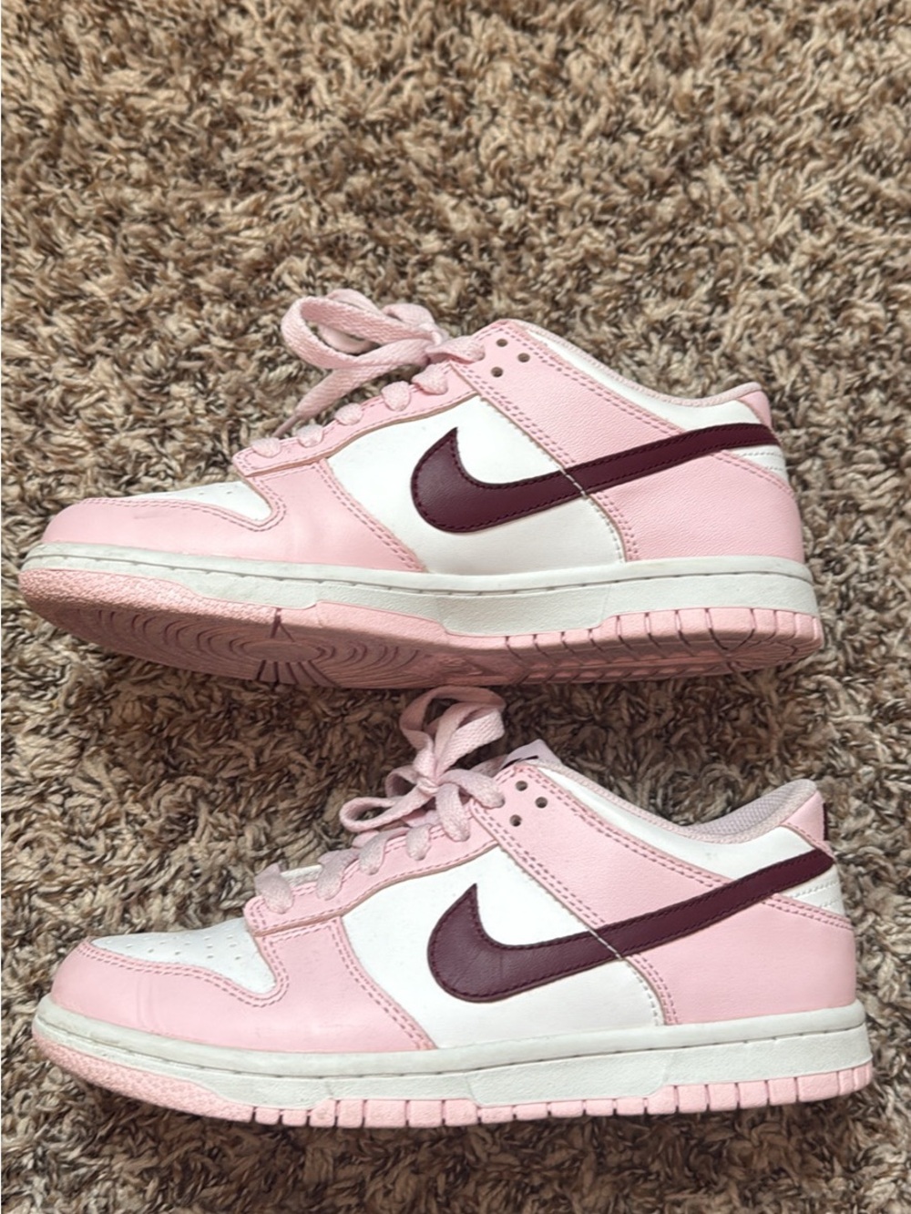 Nike Kids Pink, White & Burgundy Low Top Sneakers